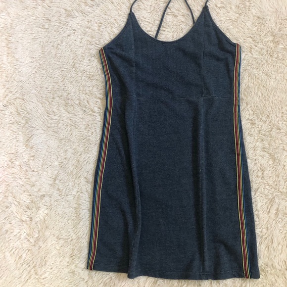 Obey Dresses & Skirts - NWOT OBEY blue cotton dress with rainbow stripes